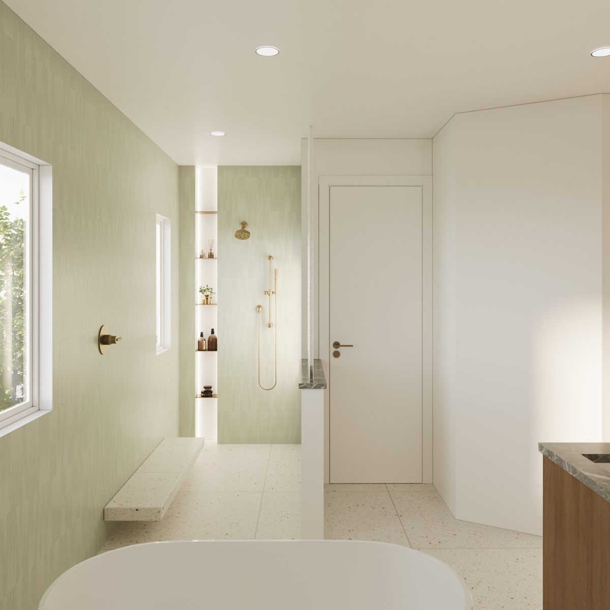 Rendering, walk-in shower