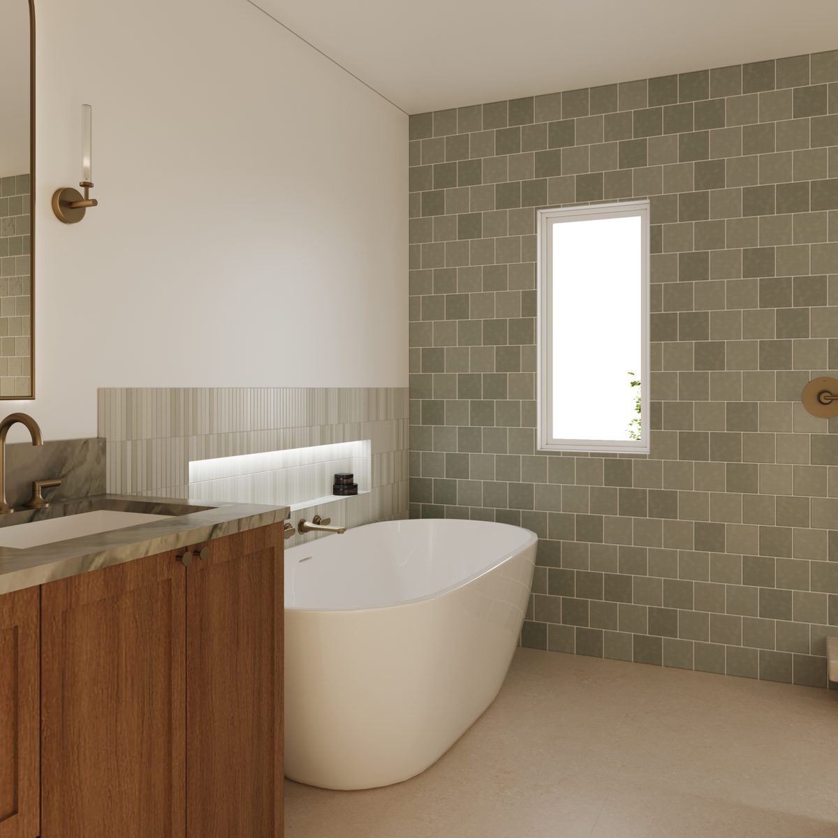 Rendering, freestanding tub