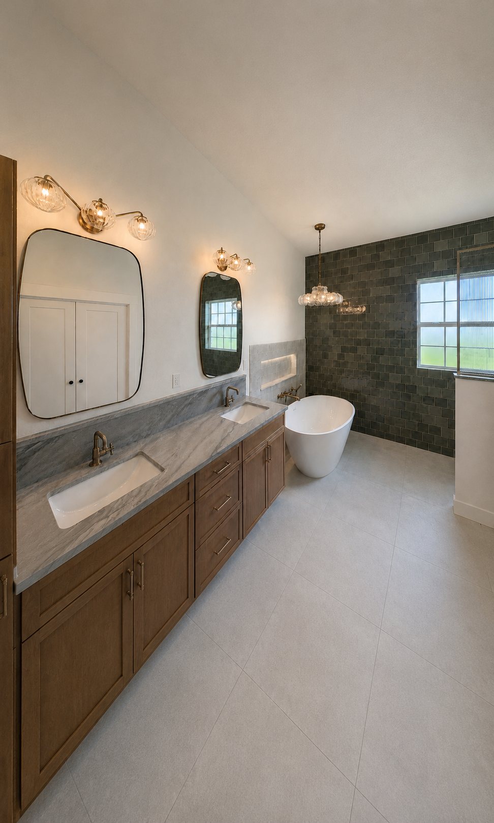 Emerald and Oak primary bath, real built project