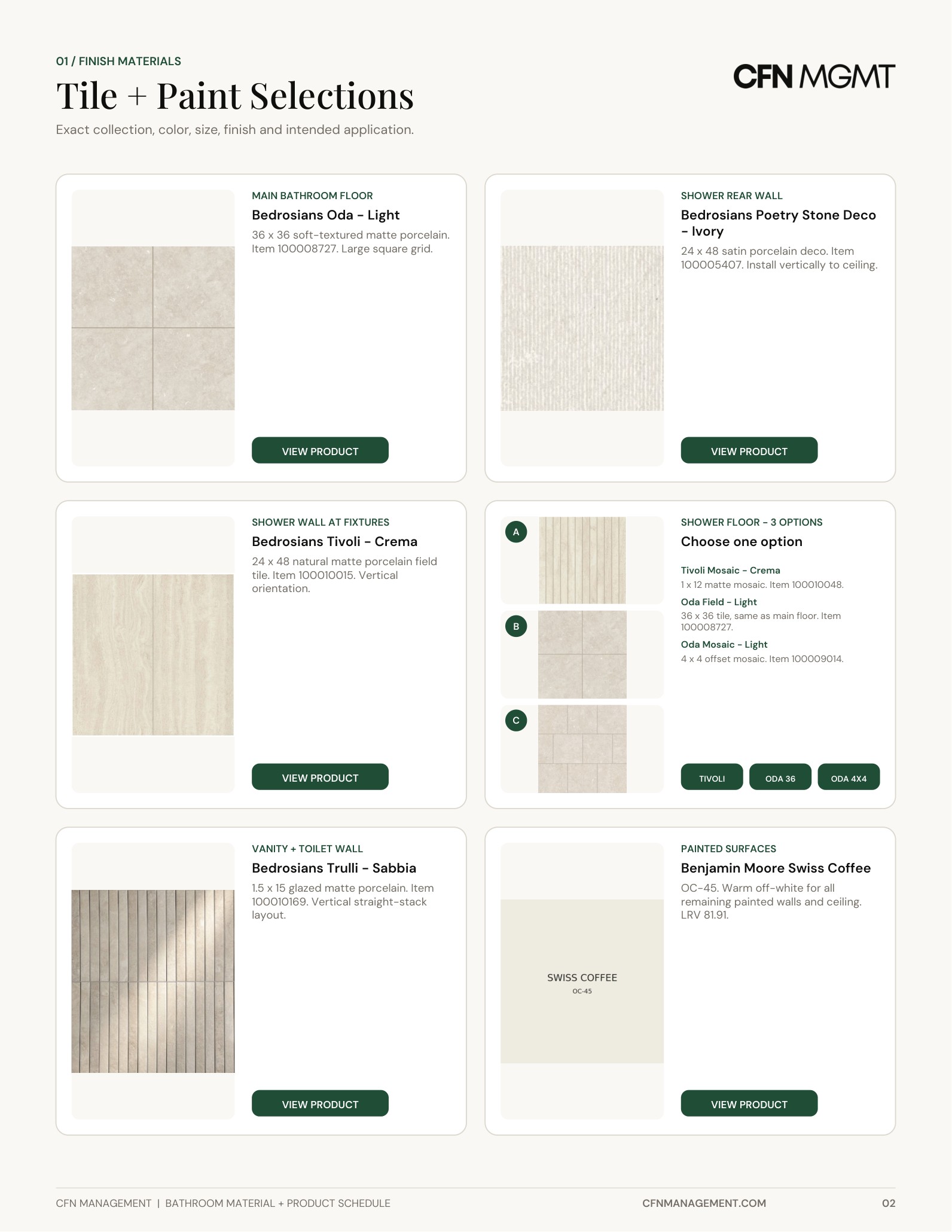 Sheet 02 - tile and paint selections