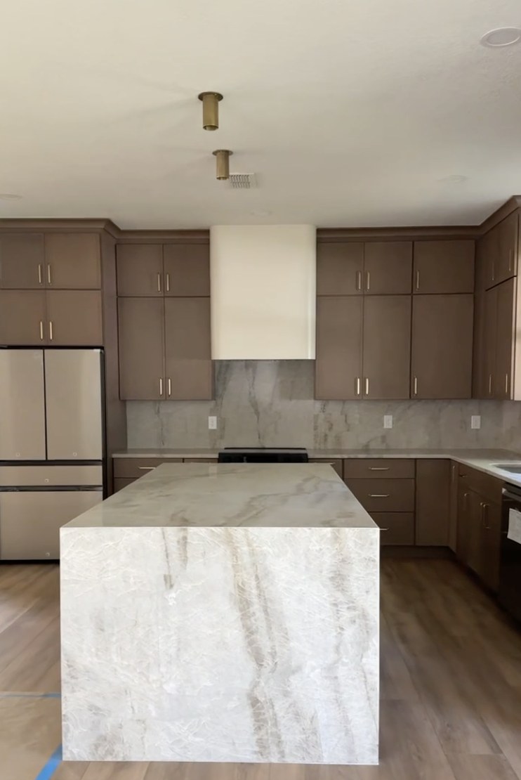 Waterfall marble kitchen