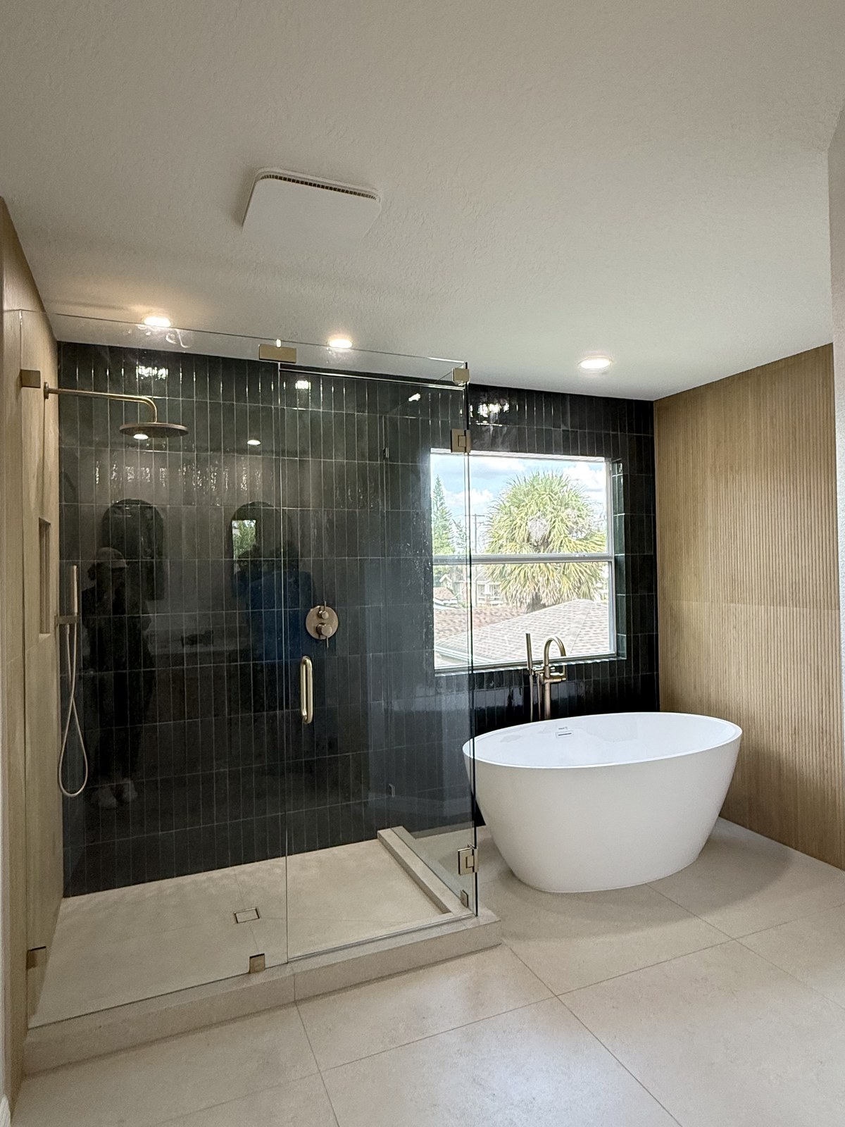 Primary bath with freestanding tub and walk-in shower
